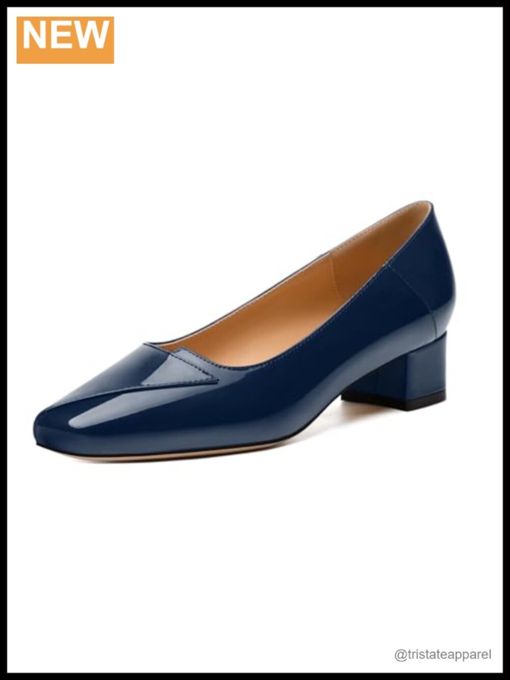 Women's Patent Low Chunky Block Heel Square Toe Dress Pumps